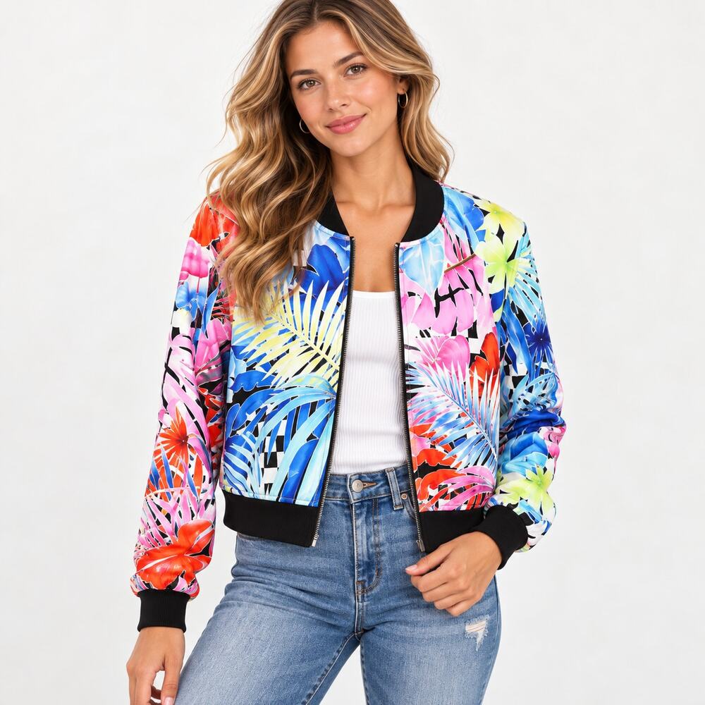 Nike Hyper Femme Floral Track Cropped Jacket Zip Colorful Women’s Size M Casual